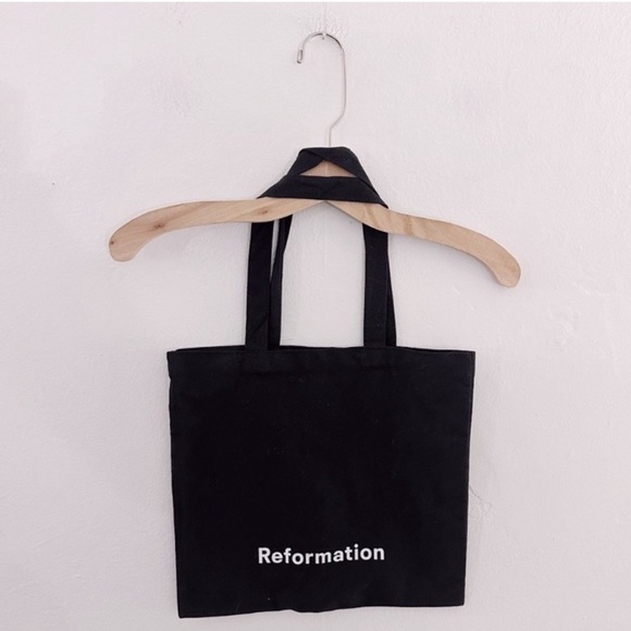 Reformation Canvas Tote Bag Black and White Shopping Bag NWOT - Picture 3 of 7